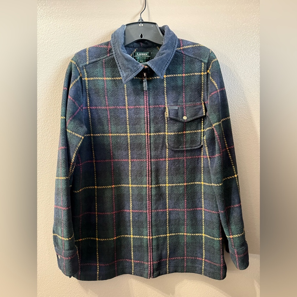 Lauren Ralph Lauren Tartan Plaid Fleece Jacket Full Zip